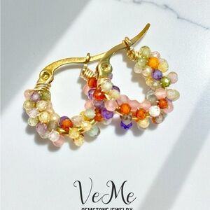 Multicolor zirconias Gemstone Hoop Earrings